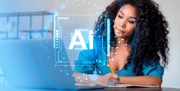 Professionnelle travaillant sur des outils d'intelligence artificielle en entreprise