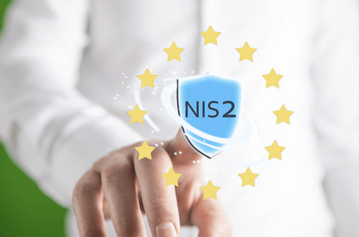 Drapeau européen et documents réglementaires symbolisant la directive NIS2