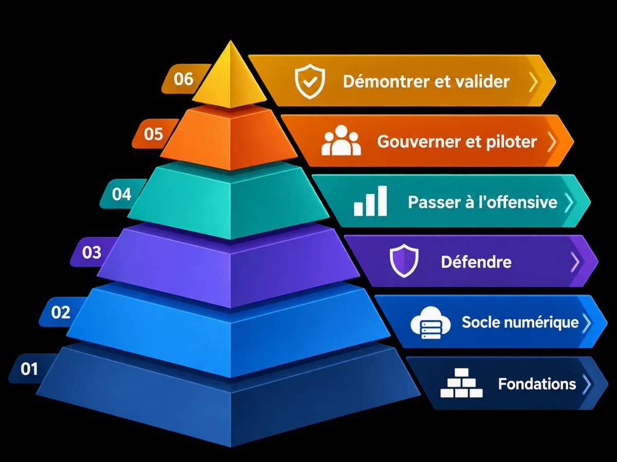 Learning progression of the Security Infrastructure Administrator programme, from foundations to final validation.